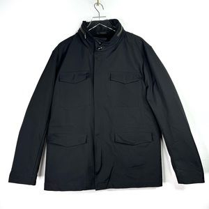 Armani Collezioni Utility Jacket Navy Full Zip Snap Cargo Flap Pockets Hood